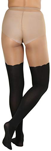 Image of ToBeInStyle Women's Full Footed Pantyhose with Thigh High Designs