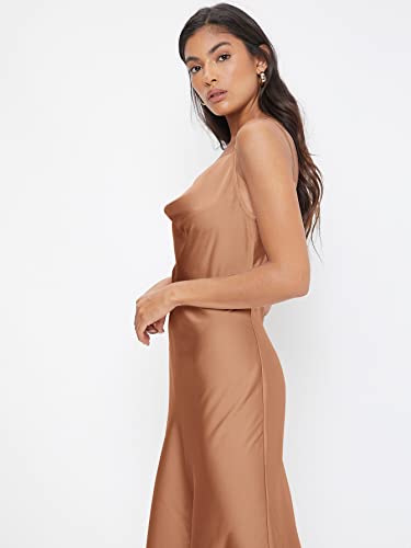 Image of Floerns Women's Spaghetti Strap Cowl Neck Long Slip Satin Silk Midi Dress