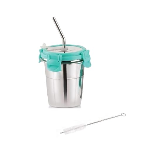 LIPSA ENTERPRISE Stainless Steel Fusion Glass Tumbler with Stainless Steel Metal Straws and Cleaning Brush with Steel Lid (SIP Easy 250ML)