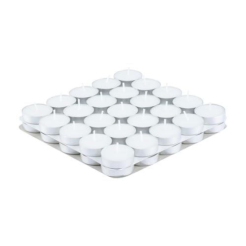Image of D'Velas White Unscented Wax Tealight Candles - Pack of 50 | 2 Hours Burning Time, Paraffin Wax, Unscented, Smokeless, Dripless, for Home Decor, Offices & Other Occasions (White, Pack of 50)