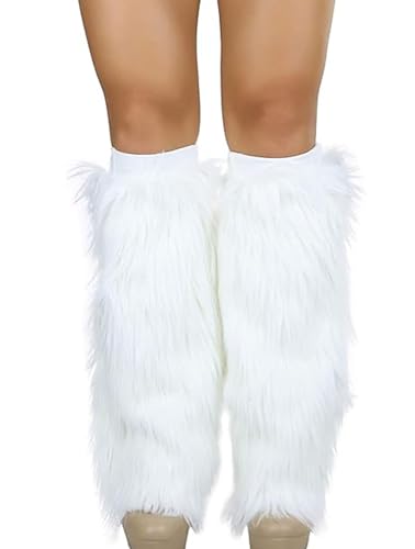 Image of Leg Warmers for Women Winter Soft Fur Fuzzy Leg Warmers Cute Fluffy Boot Cuffs Covers Christmas Accessories