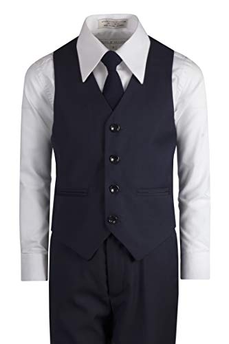 Tuxgear Boys Slim Fitted 5 Piece Navy Blue Suit In Toddlers To Boys Sizing (7 Boys, Navy Blue) #TOP4