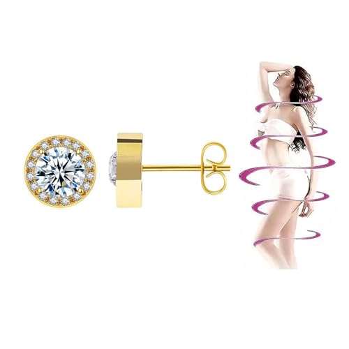 Lymphatic Earrings for Women Lymphatic Drainage Therapy Earrings Lymphvity Germanium Earring Lymph Detox Earring CZ Stud (Gold)