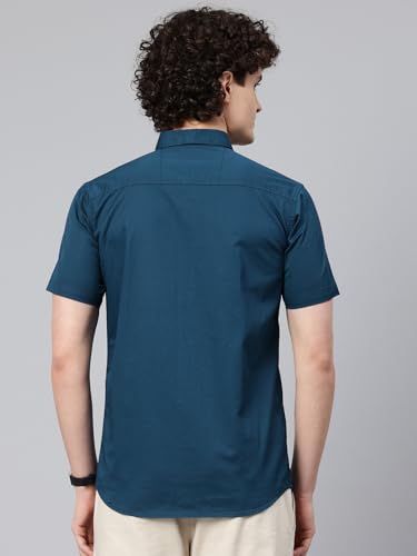 Image of Majestic Man Slim Fit Pure Cotton Half Sleeve Solid Casual Shirt