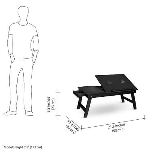 Image of Wooden Finish Standard Multi-Purpose Foldable Portable Bed Table. (Black)