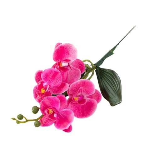 FACAIIO Arreglo artificial hecho a mano de orquídeas Phalaenopsis, color morado y blanco para rojo con morado, flor de imitación hecha a mano en maceta para decoración del hogar, balcón, sala de estar