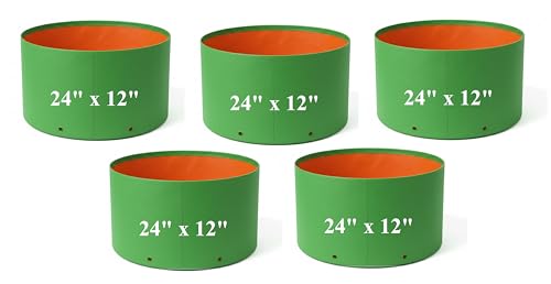 Image of MASHKI HDPE Grow Bags for Home, Terrace & Balcony Gardening - Big Size Vegetable Plant Grow Bags (15x15, 18 inchx18 inch & 24 inchx24 inch - Heavy Duty, UV Stabilized) (5, 24x12 Inches)