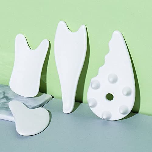 Allshow Gua Sha Facial Tools Set, 4 Pcs Gua Sha Scraping Massage Tool，Ceramics Guasha Board For Spa Acupuncture Therapy Trigger Point Treatment, Face Massager For Facial Skincare #TOP8