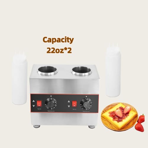 110V Electric Sauce Heater with 2 * 22oz Bottles Commercial Hot Fudge Cheese Caramel Jam Sauce Warmer Dispenser Pump