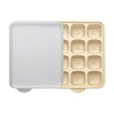 [JAMMUK] シリコン 離乳食 キューブ トレー 冷凍保存容器 透明フタ付き 360ml (ベージュ, 12個)