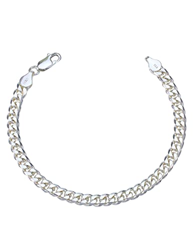 Waitsoul Silver Bracelet for Men 5mm 8mm Diamond-Cut Cuban Link Curb Chain Bracelet for Women 6.5/7/7.5/8/8.5/9 Inch