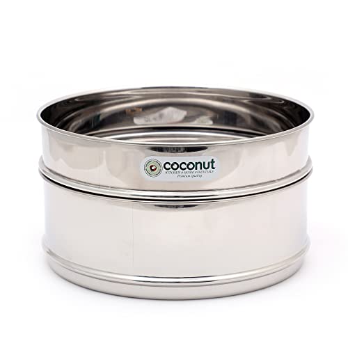 Image of Coconut Stainless Steel Stackable Cooker Separator Containers for 3 litres Cooker I Set of 2 (Suitable for Hawkins Cooker Classic & Tall Only 3 litres)