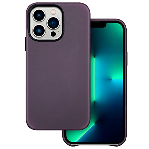 Maogoam Iphone 13 Pro Max Leather Case, Genuine Vintage Oil Wax Crazy Horse Leather Case For Iphone 13 Pro Max 6.7", Indiana Jones Style, Handcrafted Fully, No Built-In Magnetic Ring, (Noble Purple) #TOP7