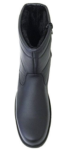 G4U B3700SA Men's Winter Boots Cold Weather Comfort Ankle Warm Fur Lining Shearling Side Zipper Shoes, Black3