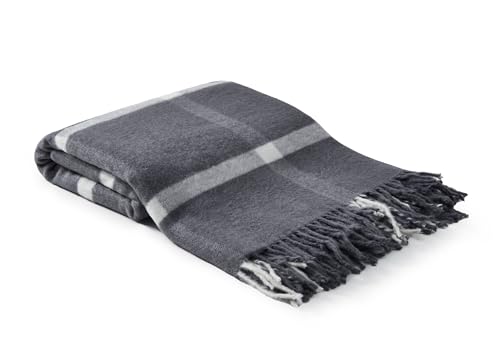 Arus Highlands Collection Überwurfdecke aus Acryl, Queen-Size-Größe, Schottenkaro, 152,4 x 203,2 cm, Grau – Ansicht 1