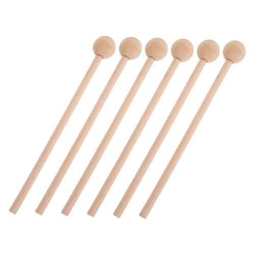 ZUNOXAZ 6個用パーカッションスティック 木製丸ヘッド マリンバ練習用初心者マレット 幼児向け自然素材耐久性楽器 幼稚園音楽教育用