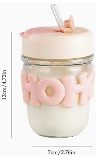 Image of HoHo Glass Mug Shaker with Silicone Holster, Lid and Straw, for Iced or Hot Drinks, Smoothies, Juices, and Iced Coffee