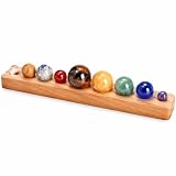 ZENFUN Nine Planets in Solar System with Wooden Stand, Natural Gemstones Sphere Solar System Model Kit, Planet Marbles, Desktop Display & Collection Model, Ideal for Astronomy Enthusiasts