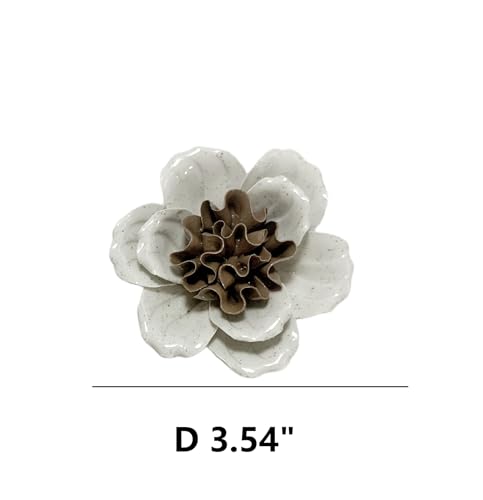 Image of Ceramic Flower Wall Art Decor, Artificial Flower Wall Sculpture,Handmade Ceramic Flowers for Home,Hallway,Living Room, Kitchen,Bathroom (Spotted Color,Azalea, 3.54 inch)