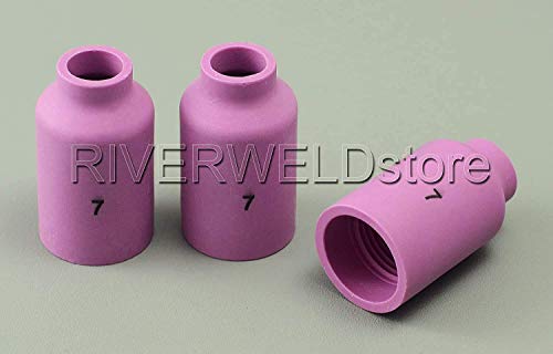 Image of RIVERWELD TIG Gas Lens Alumina Nozzle Ceramic Cups 54N15 7# 7 /16 inch 11.0mm for DB PTA SR WP 17 18 26 TIG Welding Torch Pack of 10 | Shroud Alumina Nozzle for DB PTA SR WP 17 18 26 TIG Welding Torch