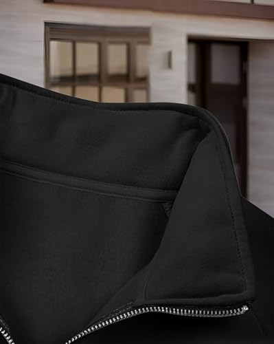 Image of AUSK Mens Sweatshirt with Neck Zipper || Full Sleeve Polo Collar Jacket for Winter wear Fleece Fabric Sweatshirt for Man
