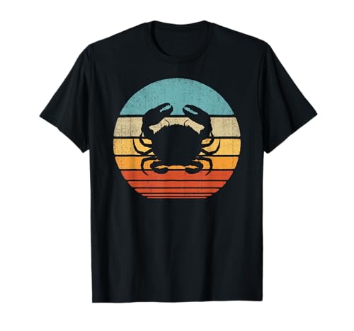 Granchio retrò vintage anni '60 70 tramonto animali marini marini amanti dei frutti di mare Maglietta
