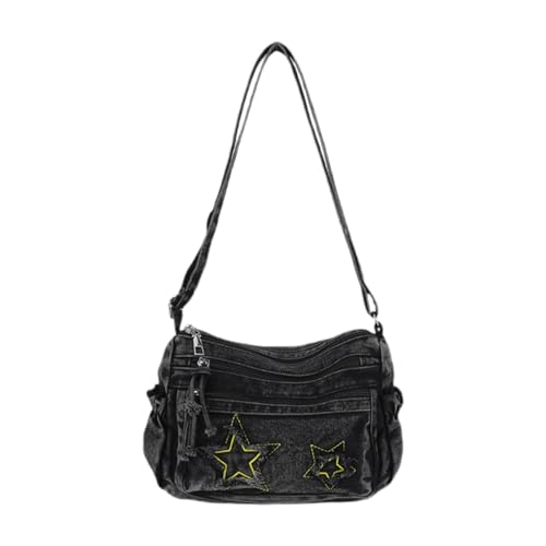 Sac bandoulière tendance femme denim noir sac de sport plein air léger