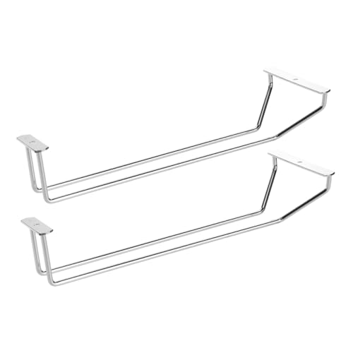 Cabilock 2Pcs Under Cabinet Wine Glass Holders Stemware Storage Rack for Kitchen Organization Sleek Design for Glasses and Barware Display