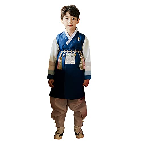 Mutil Colored Sleeves Navy Hanbok Boy Hanbok for 100days~15y/o Korean Traditional Dress Baby Boy Kids Hanbok