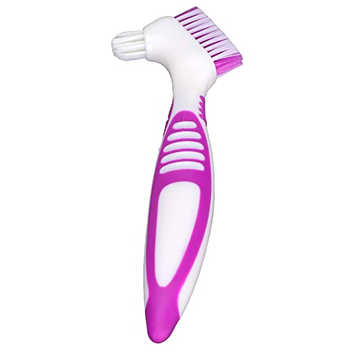Escova de Limpeza de Dentes Falsos, Escova de Dentadura Inofensiva Dupla Face Portátil para Limpeza