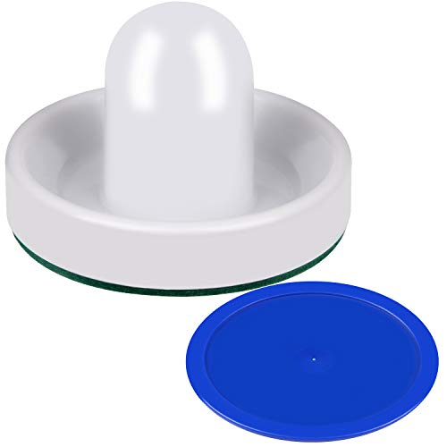 Air Hockey Pushers And Blue Air Hockey Pucks, Goal Handles Paddles Replacement Accessories For Game Tables (4 Striker, 4 Puck Pack) (White) #TOP2