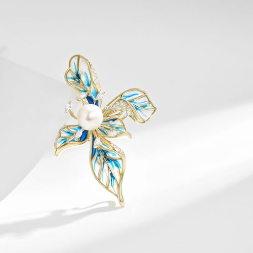 Image of Flower Brooch Pin Gold-Plated Enamel Brooch Lapel Pins Flower Jewelry for Women