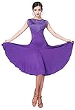 ZX Ballroom Dance Dresses for Women Fringed Lace Back Salsa Latin Dance Dress with Shorts (5 Colors), Purple, Medium