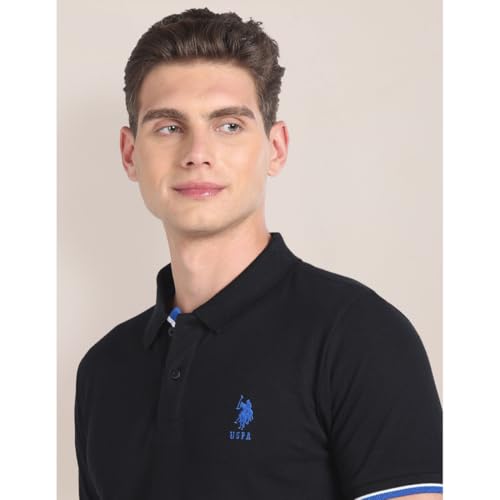 Image of U.S. Polo ASSN. Solid Slim Fit Polo T Shirts for Men - 100% Cotton, Half Sleeves Mens Tshirt