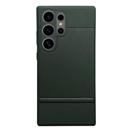 Image of NIUKIN Frosted Leather Shield Pro Soft Back Case for Samsung Galaxy S24 Ultra | Shockproof Scratchproof Cover (Green Titanium)