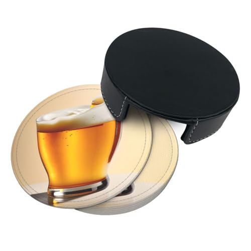 Dessous de verre imprimé mousse de bière en polyuréthane - Lot de 6 pour table basse - 5
