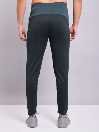 Image of TECHNOSPORT Men's Melange Slim Fit Techno Dry Trackpants Drawstring 2-Pocket Polyester Joggers for Gym Running Workout UPF50+ Anti Odour