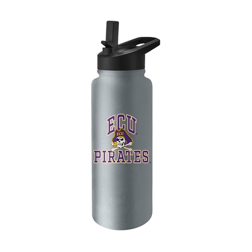 Image of Logo Brands NCAA East Carolina Pirates Athletic 34 oz Stainless Steel Quencher Bottle - Double-Wall Insulated, No-Spill Lid, Easy Carry Handle - Keeps Drinks Cold For Hours