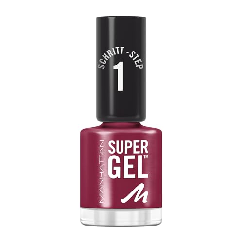 Manhattan Super Gel Nagellack – Gel Maniküre Effekt ganz ohne UV Licht – Dunkelroter Nail Polish mit bis zu 14 Tagen Halt – Farbe Seductive Red 685 – 1 x 12ml