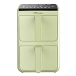EMtronics 10L Stack Air Fryer with Dual Zone 2460W Family Size, 8 Preset Cooking Mode, Match Cook & Smart Finish Functions, 10 Litre - Sage Green