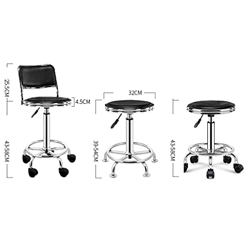 Chaises de bureau et tabouret de dessin réglable à roulettes noir - 5