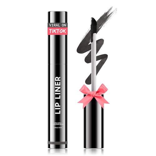 Image of Lip Stain Peel Off, Lip Liner Moisturizing Long-Lasting & Waterproof, Transfer Proof & Plumping, Non-Stick Cup (Black)