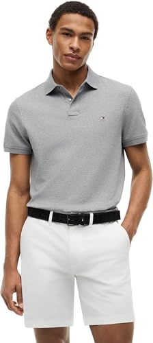 Tommy Hilfiger Polo Manches Courtes Homme Core 1985 Regular Fit, Gris (Medium Grey Heather), L