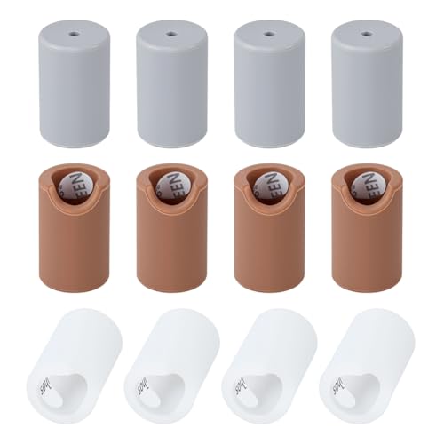 OLYCRAFT 12Pcs 3 Colors Silicone Anti-Collision Corner Drawer Bumpers Cabinet Handle Protection Round Silicone Cabinet Handle Corner Guards for Furniture Shoe Vanity Drawer Kitchen - Gray/White/Brown