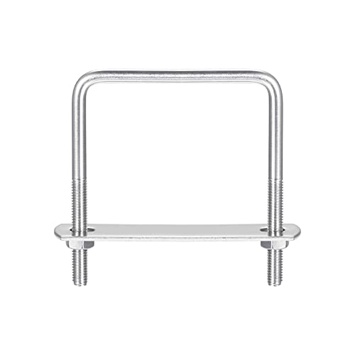 Image of uxcell Square U-Bolts, 3 Sets 67mm(2.64 inch) Inner Width 80mm Length M6 304 Stainless Steel U Clamp Bolt with Nuts and Plates, for Boat Trailer