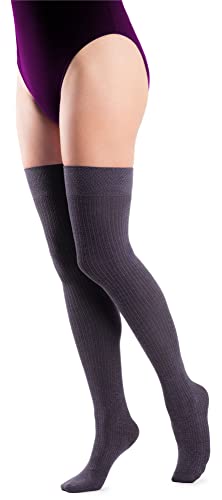NOQ Calcetines largos y cálidos para mujer, para cosplay, estructura acanalada, Hanka, gris grafito, Talla única Cover