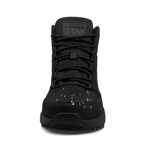 Image of Non Slip Work Boots for Men Slip Resistant Shoes for Chef Kitchen Restaurant Food Service Working Waterproof Ankle Boot Cotton-Padded Outdoor Walking Sneakers