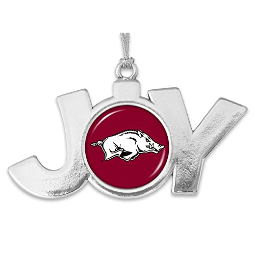 From the Heart Enterprises Arkansas Joy with Team Logo Silver Metal Christmas Ornament Gift Tree Decoration