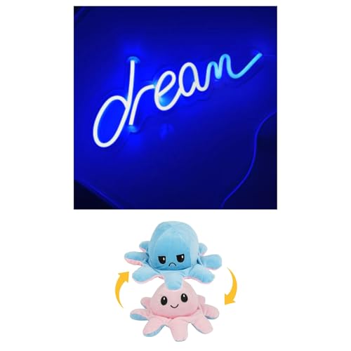Image of EITHEO Stuffed Animal Plushie Stuffed Toy for Kids (Neon Dream + Small Octopus Pink)