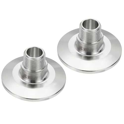 PATIKIL Adaptador de triple abrazadera TC de 1.5 pulgadas, 2 piezas de accesorios de triple abrazadera a adaptador de rosca macho NPT 3/8 de acero inoxidable 304 sanitario para equipos de alimentos y